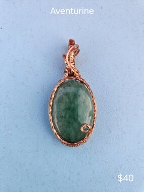 Green Aventurine Copper Wire Wrapped Pendant